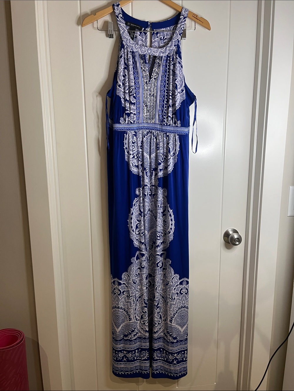 INC International Concepts Royal Blue and White Paisley Maxi Dress